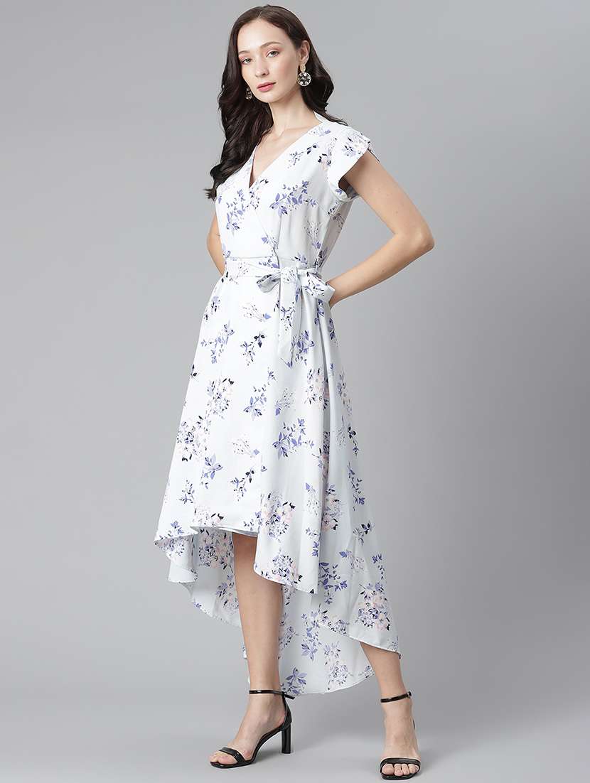 tie front floral high low dress - 17948531 - Standard Image - 1