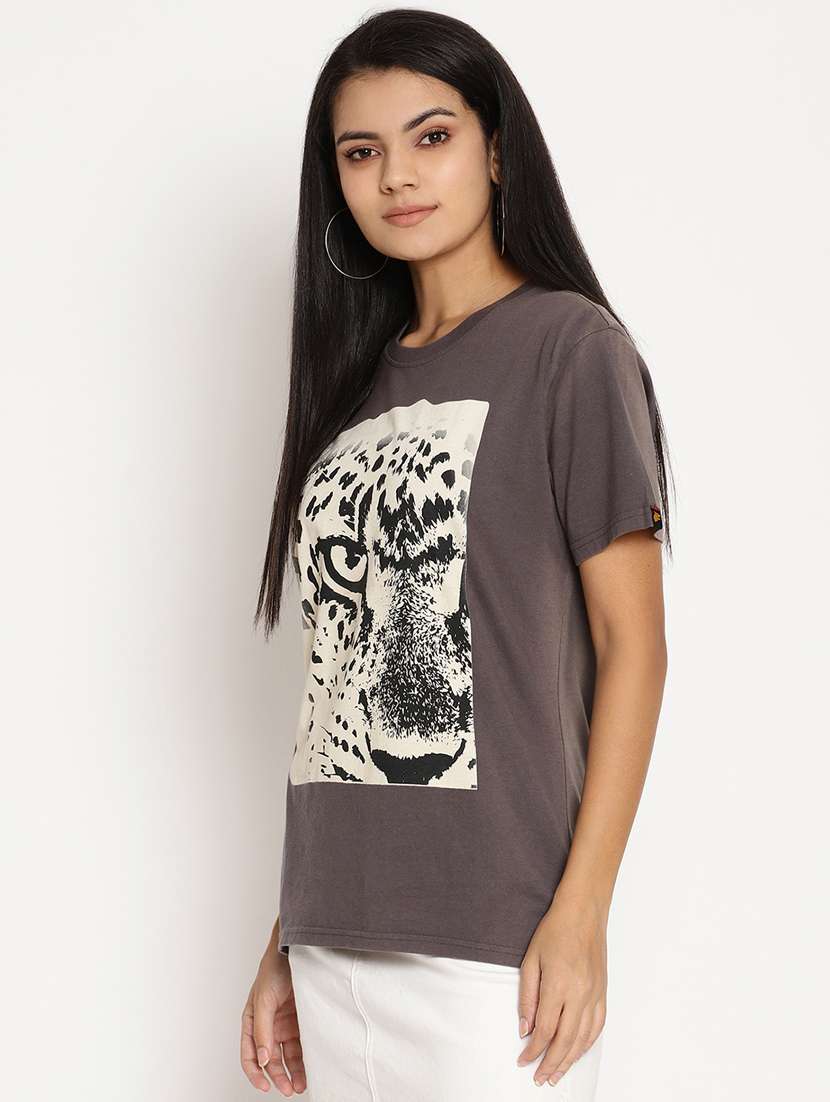 women's front print round neck t-shirt - 17949679 -  Standard Image - 1