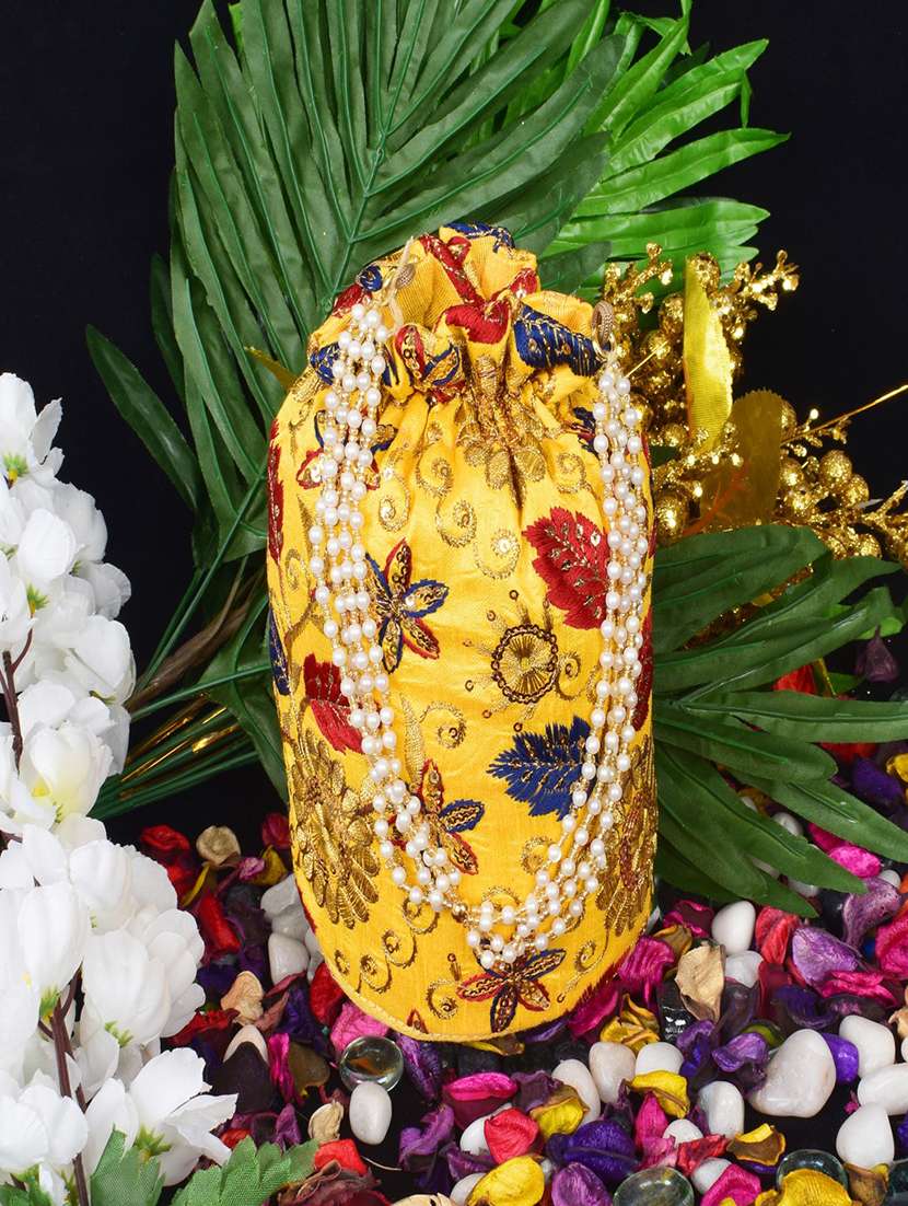 yellow cotton polyester blend ethnic potli - 17949949 -  Standard Image - 1