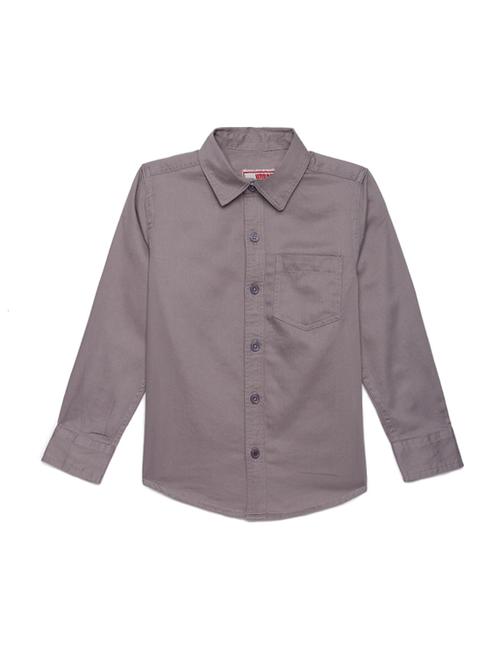 solid grey melange cotton casual shirt - 17951020 -  Standard Image - 0