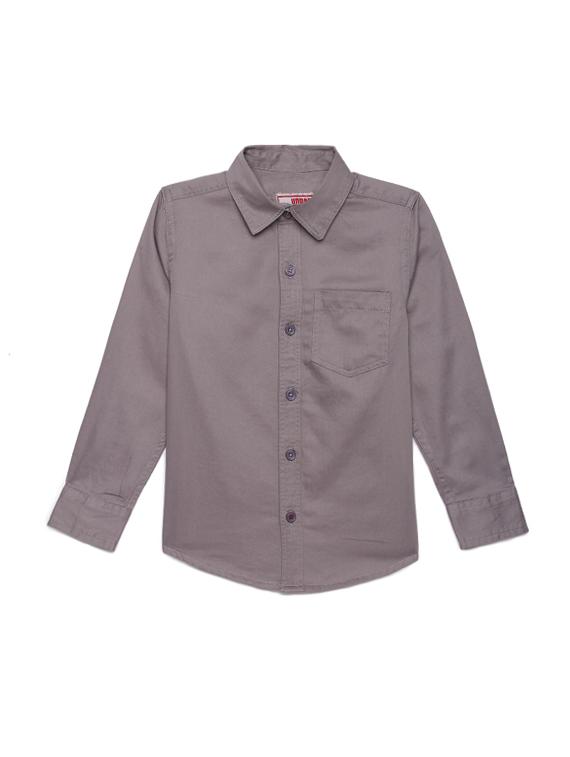 solid grey melange cotton casual shirt - 17951020 -  Zoom Image - 0