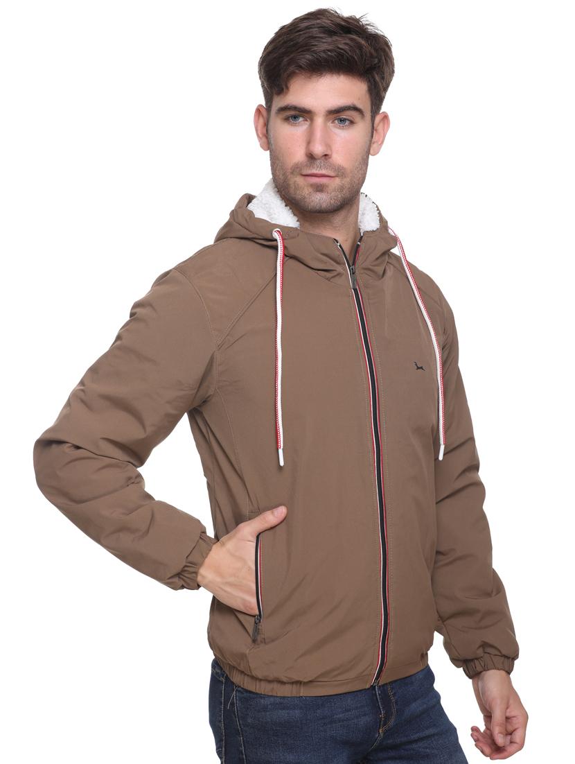 brown solid hooded jacket - 17952120 - Standard Image - 1