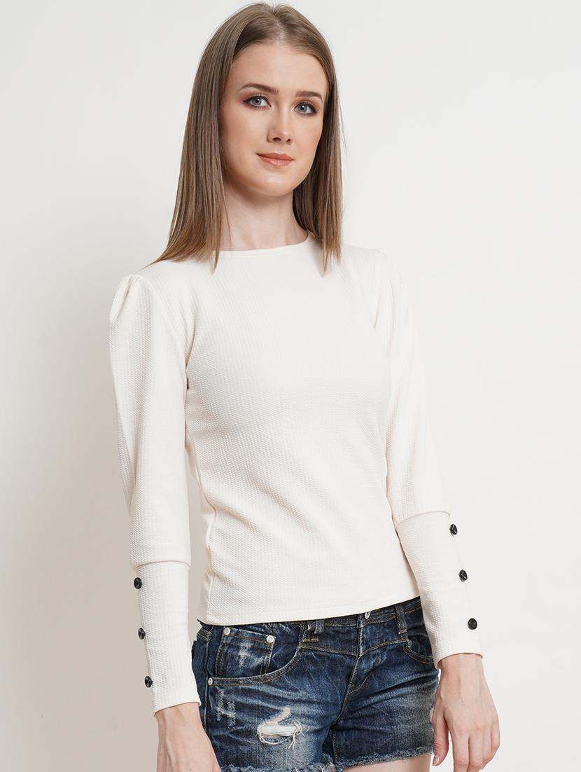 round neck solid regular top - 17952962 - Standard Image - 1
