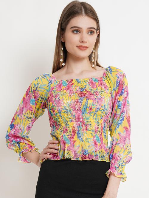 women floral printed smocked detailed top - 17952964 -  Standard Image - 0
