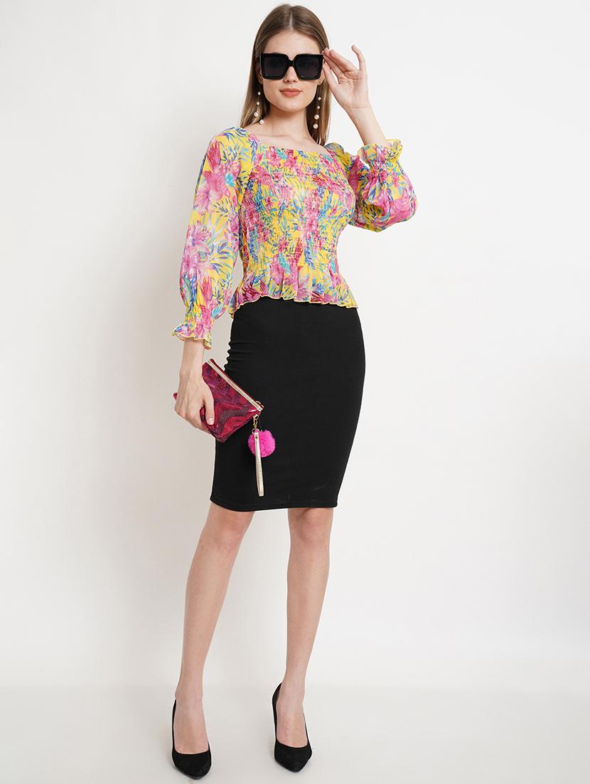 women floral printed smocked detailed top - 17952964 - Standard Image - 4