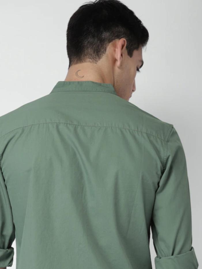 green cotton casual shirt - 17953819 -  Standard Image - 1