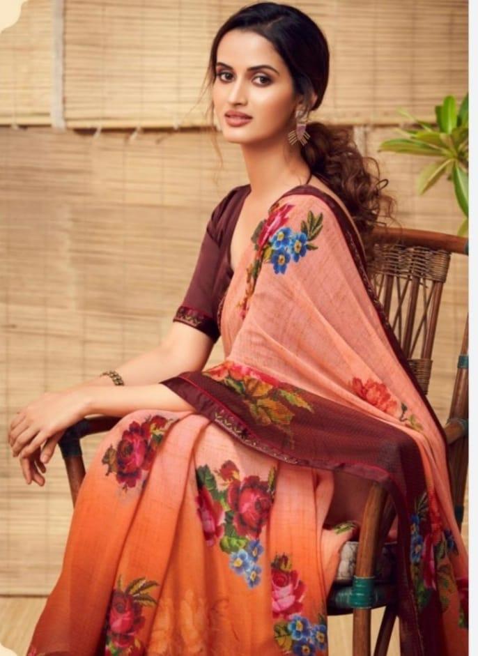 georgette digital floral print saree - 17954704 - Standard Image - 1