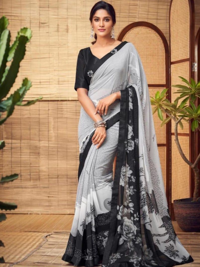 georgette digital floral print saree  - 17954705 -  Standard Image - 1