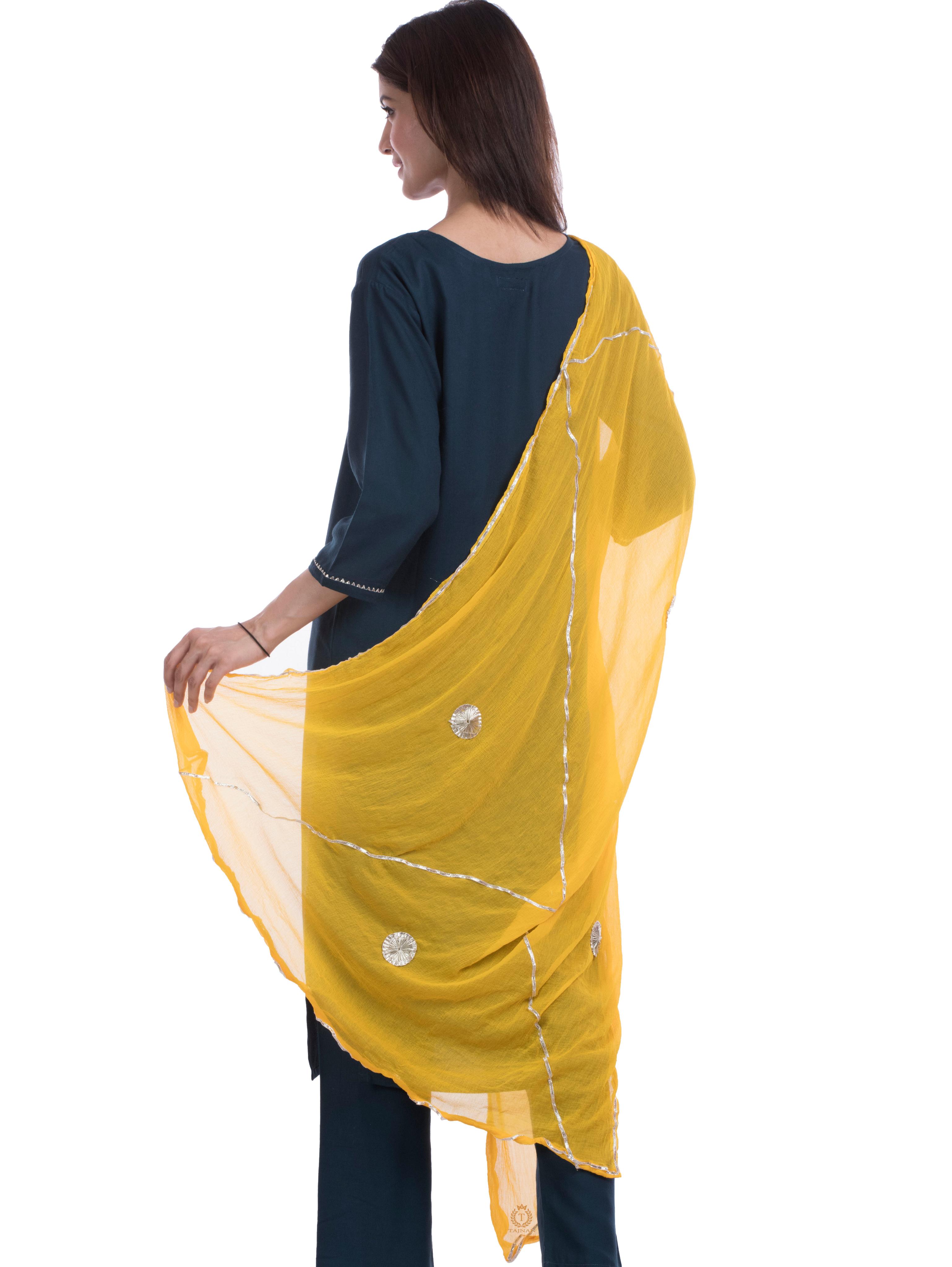 tajnan gotta lays chiffon yellow dupatta - 17955492 - Standard Image - 1