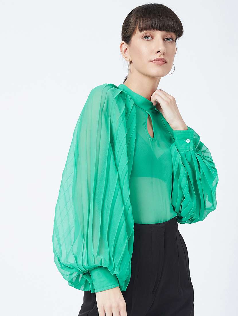 bishop sleeved sheer top  - 17955710 -  Standard Image - 1