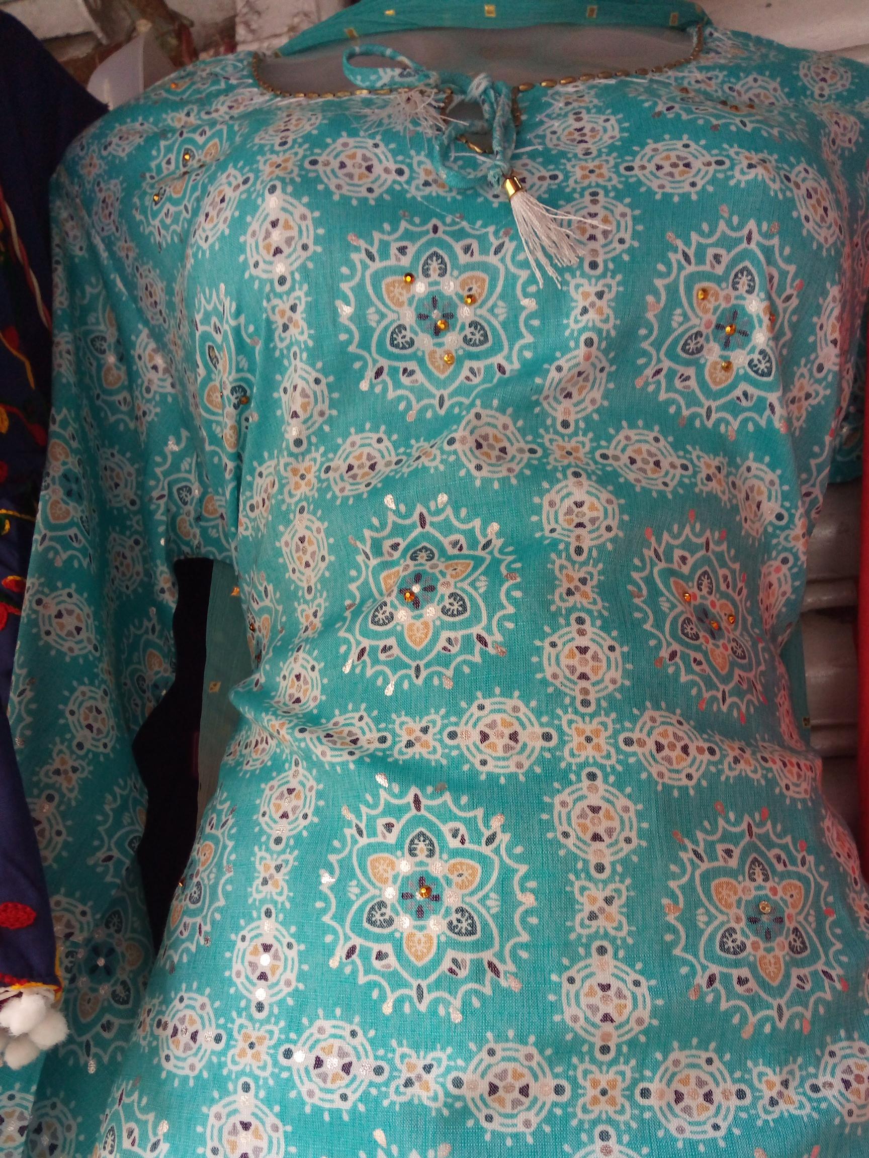 green cotton kurti - 17955968 -  Standard Image - 1