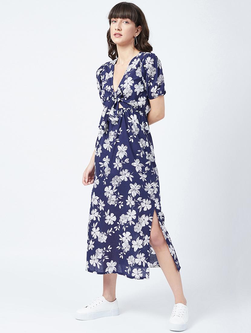 tie front floral maxi dress - 17956262 - Standard Image - 1