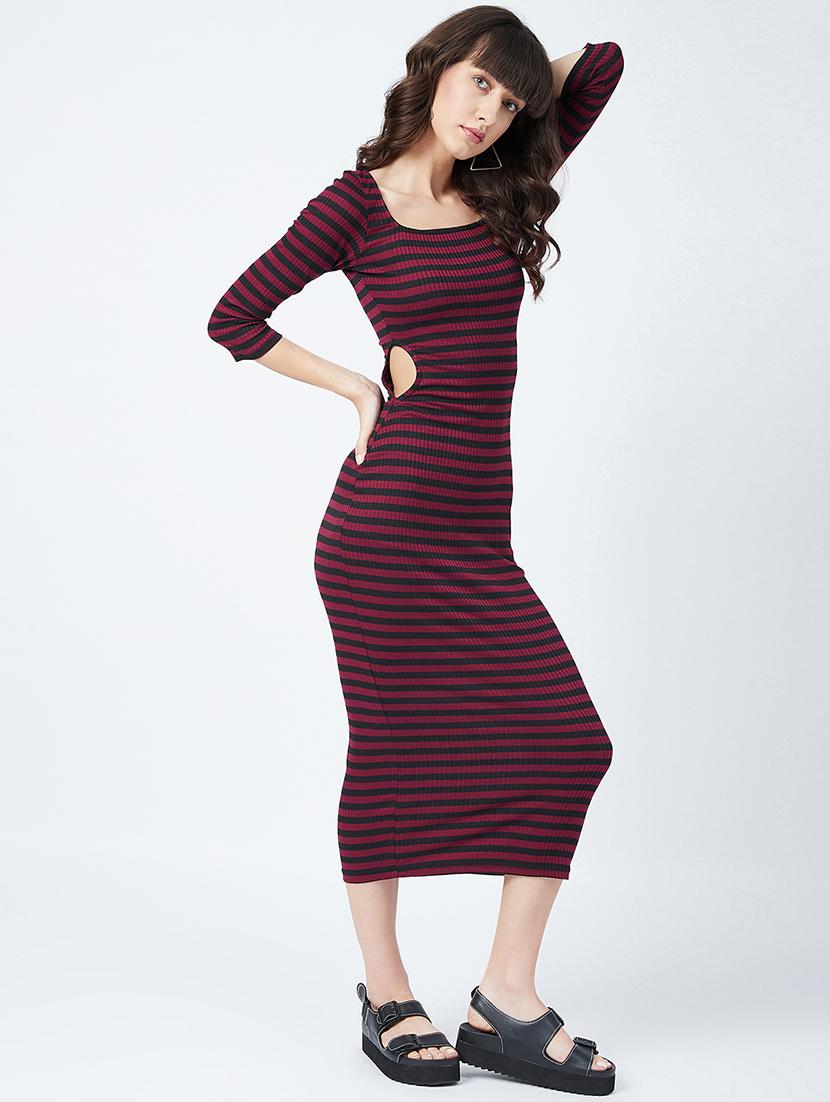 square neck striped bodycon dress - 17956266 - Standard Image - 1