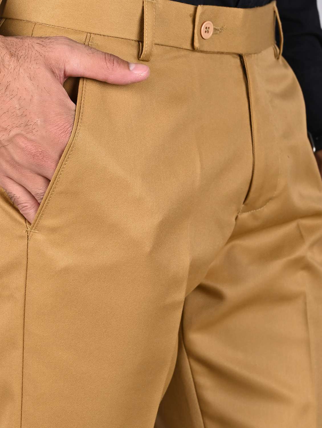 brown textured flat front  formal trouser - 17956297 -  Standard Image - 4