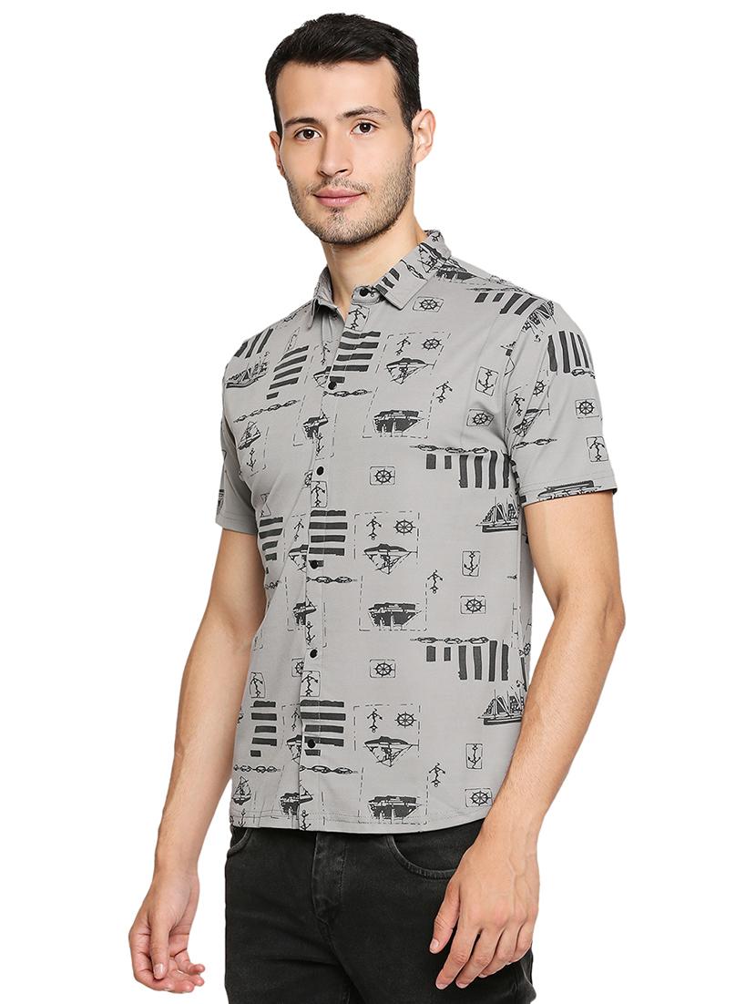 grey printed casual shirt - 17956311 - Standard Image - 1
