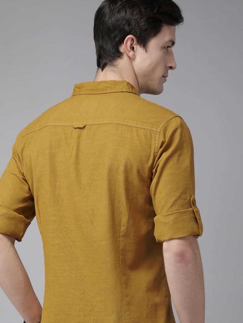 yellow cotton casual shirt - 17956486 - Standard Image - 1