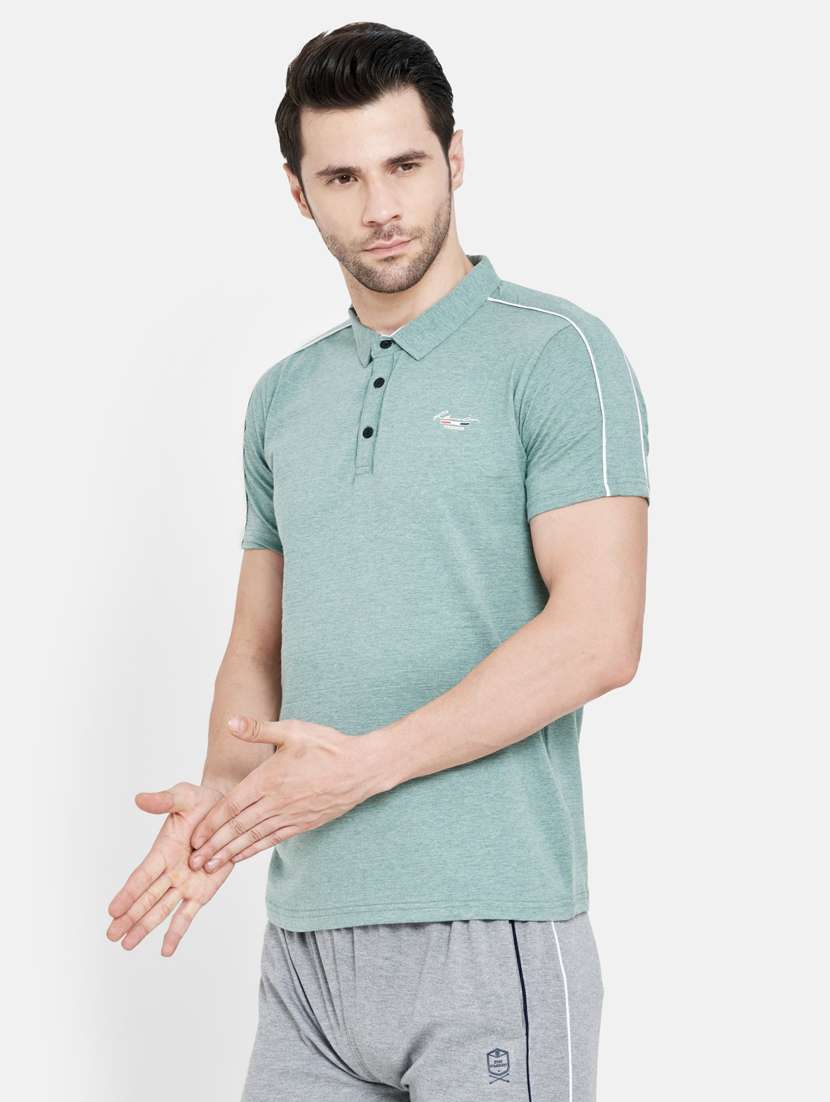 green solid polo t-shirt - 17957301 - Standard Image - 1