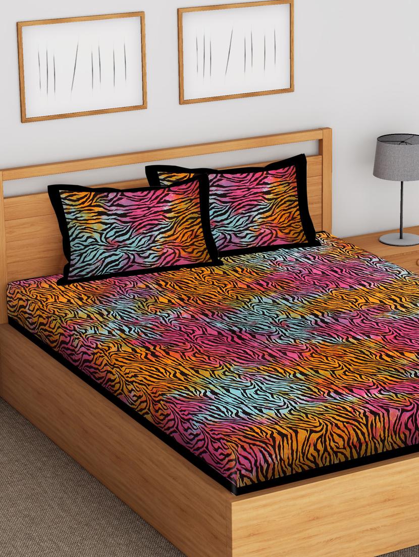 jaipurfabric bedsheet tie and dye zebra print fine cotton double bed sheet