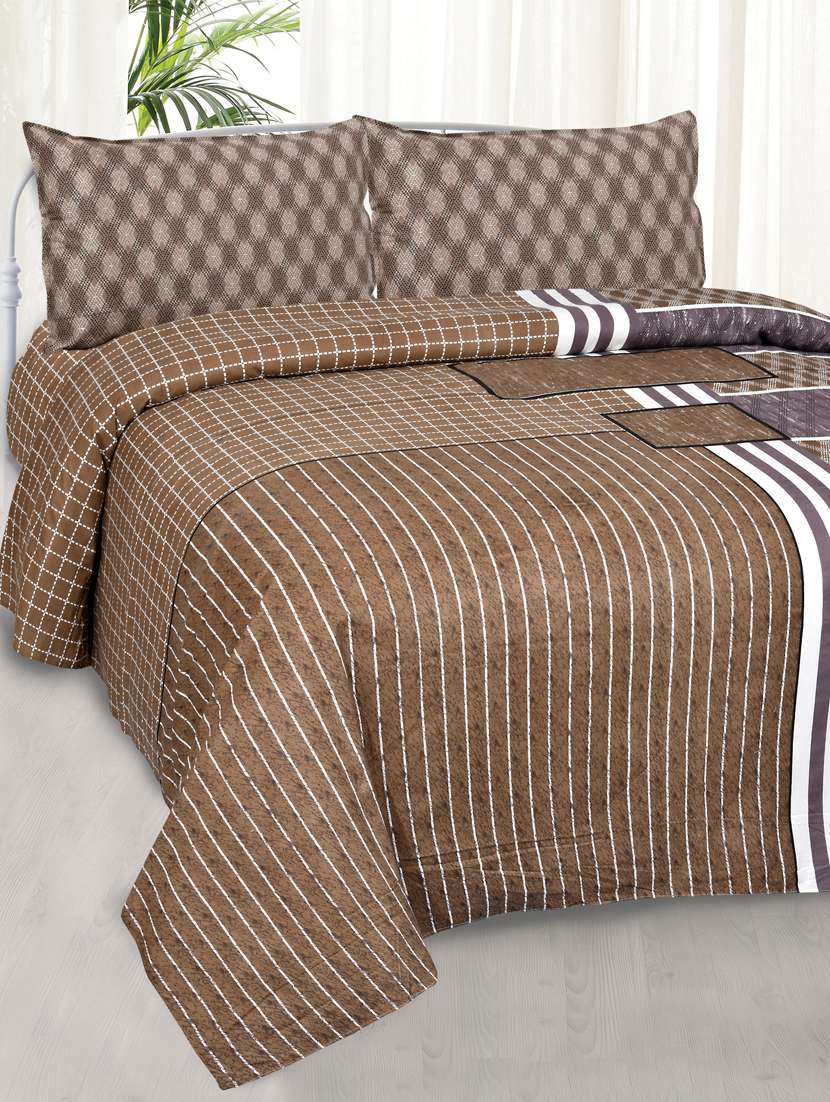 jaipurfabric bedsheet jaipur fabric classic trendy multi design brown cotton double bedsheet