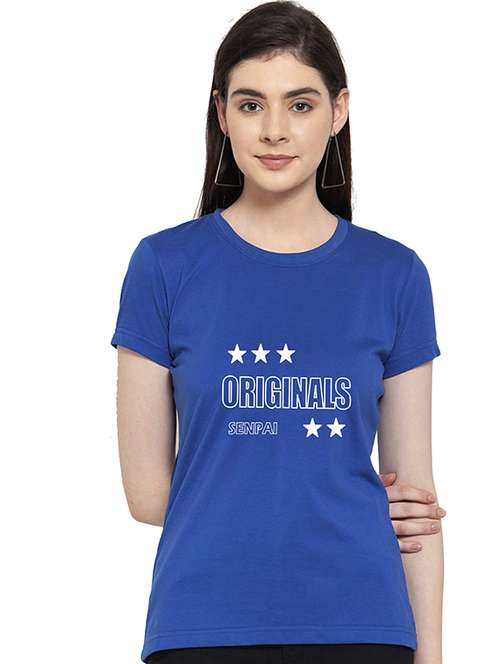 women's chest print round neck t-shirt - 17961139 -  Standard Image - 0