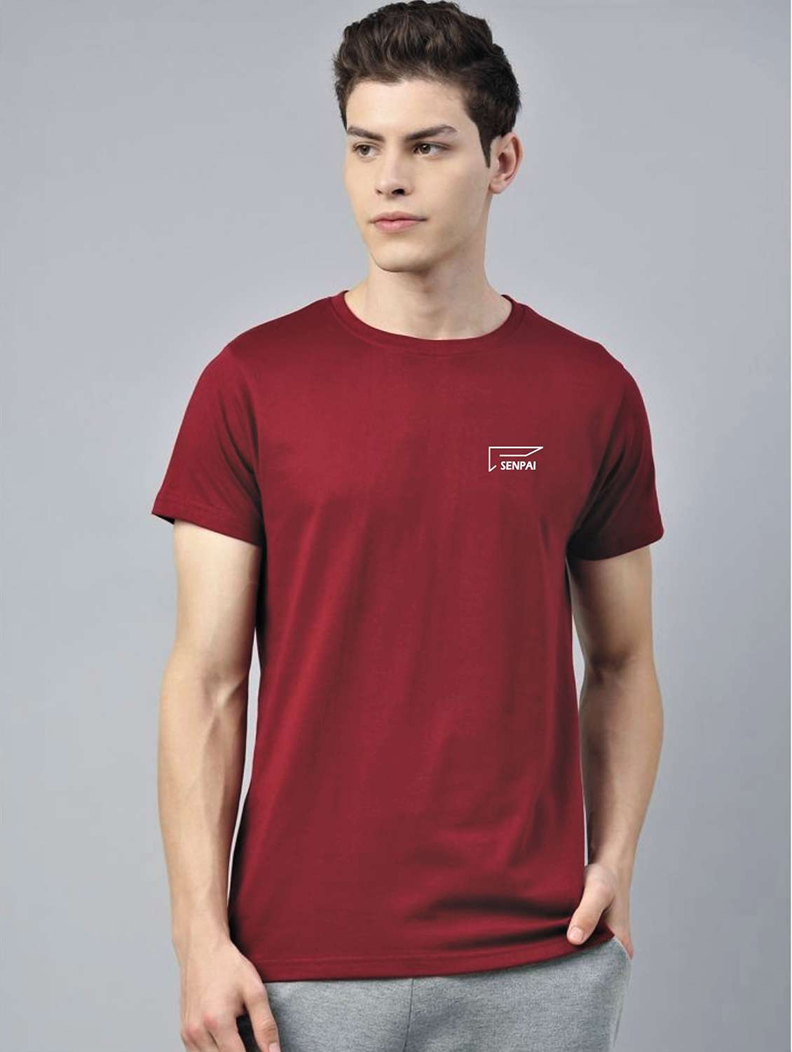 maroon solid t-shirt
