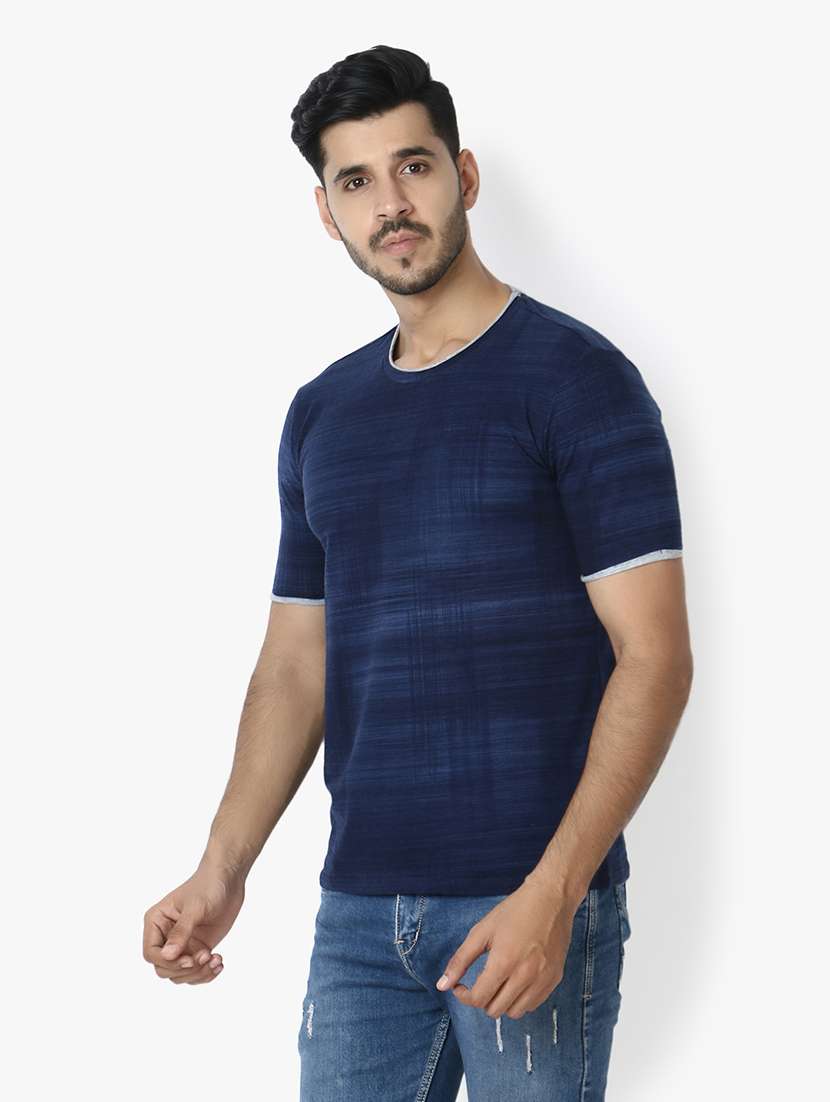 navy blue printed t-shirt - 17961282 -  Standard Image - 1