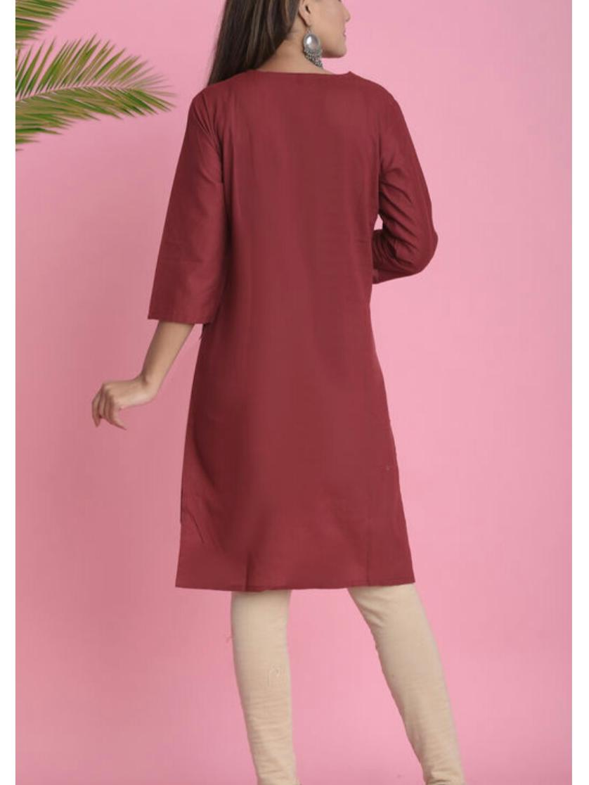 red cotton kurti - 17961729 - Standard Image - 1
