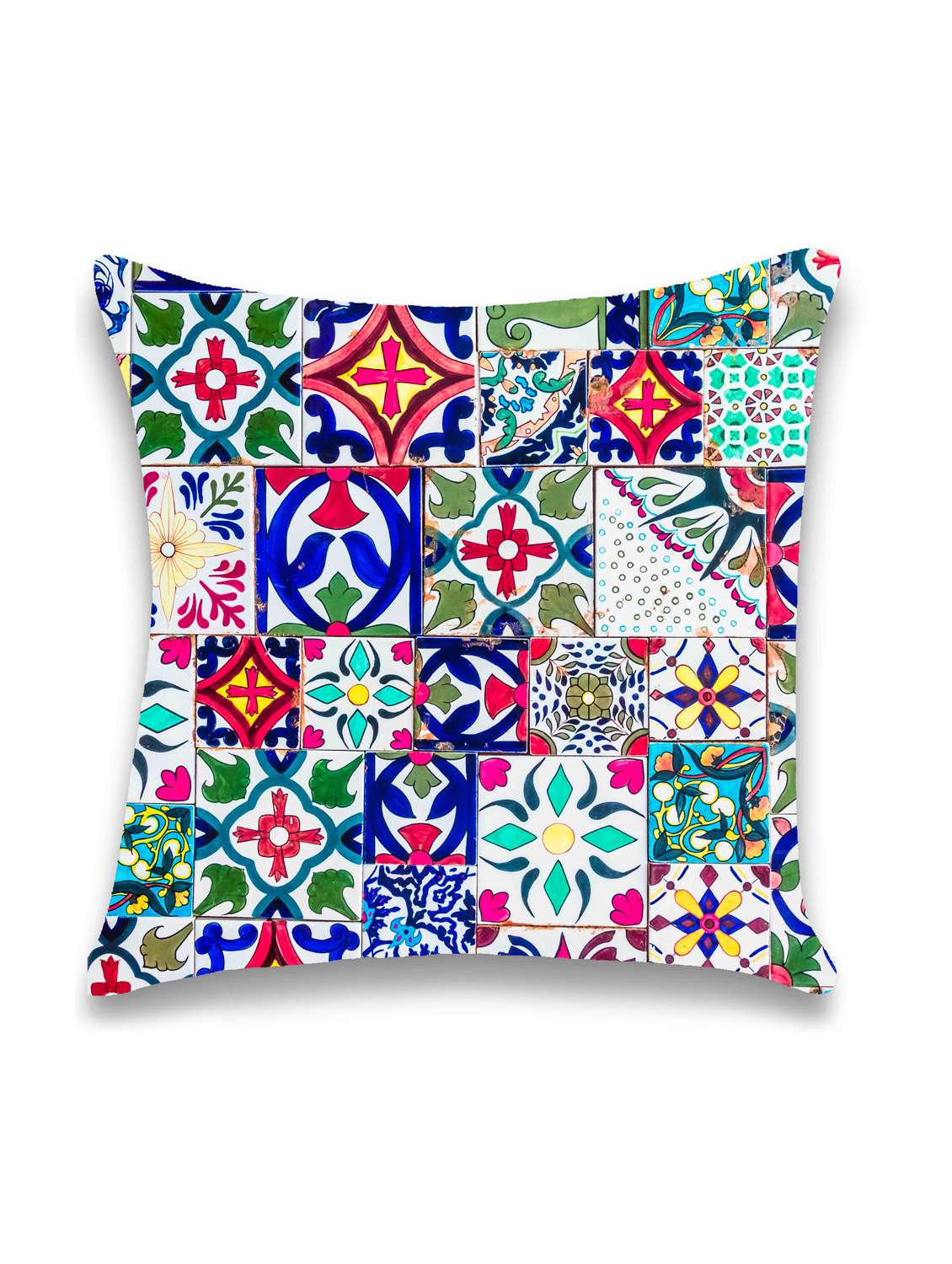 ambbi collections multicolour ikat abstract digital print 100 % satin 16x16 inch cushion cover, set of 1 - 17961944 -  Standard Image - 1