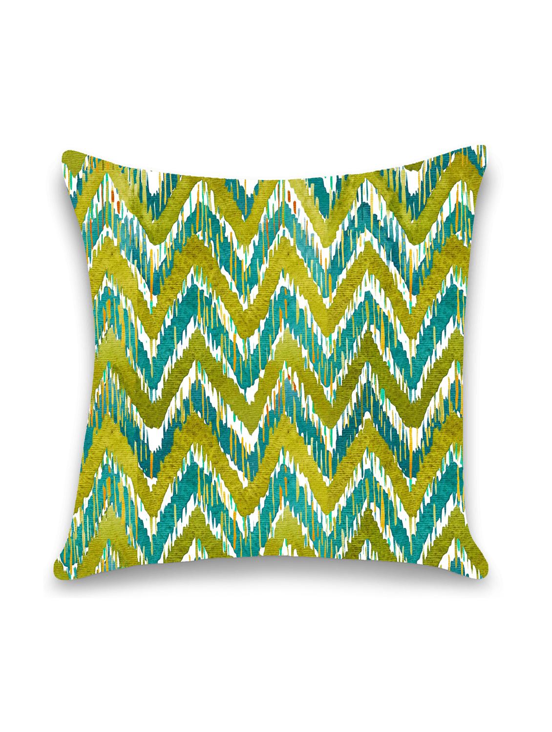 ambbi collections multicolour ikat abstract digital print 100 % satin 16x16 inch cushion cover, set of 1 - 17961946 - Standard Image - 1