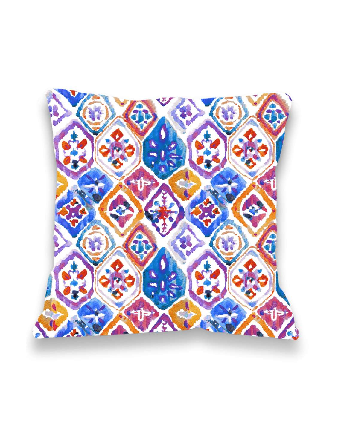 ambbi collections multicolour ikat abstract digital print 100 % satin 16x16 inch cushion cover, set of 1 - 17961948 -  Standard Image - 1