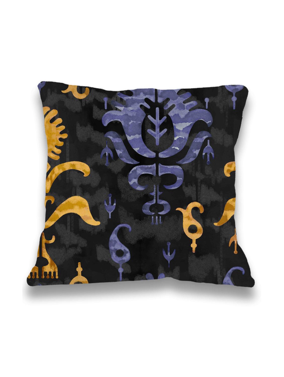 ambbi collections multicolour ikat abstract digital print 100 % satin 16x16 inch cushion cover, set of 1 - 17961949 -  Standard Image - 1