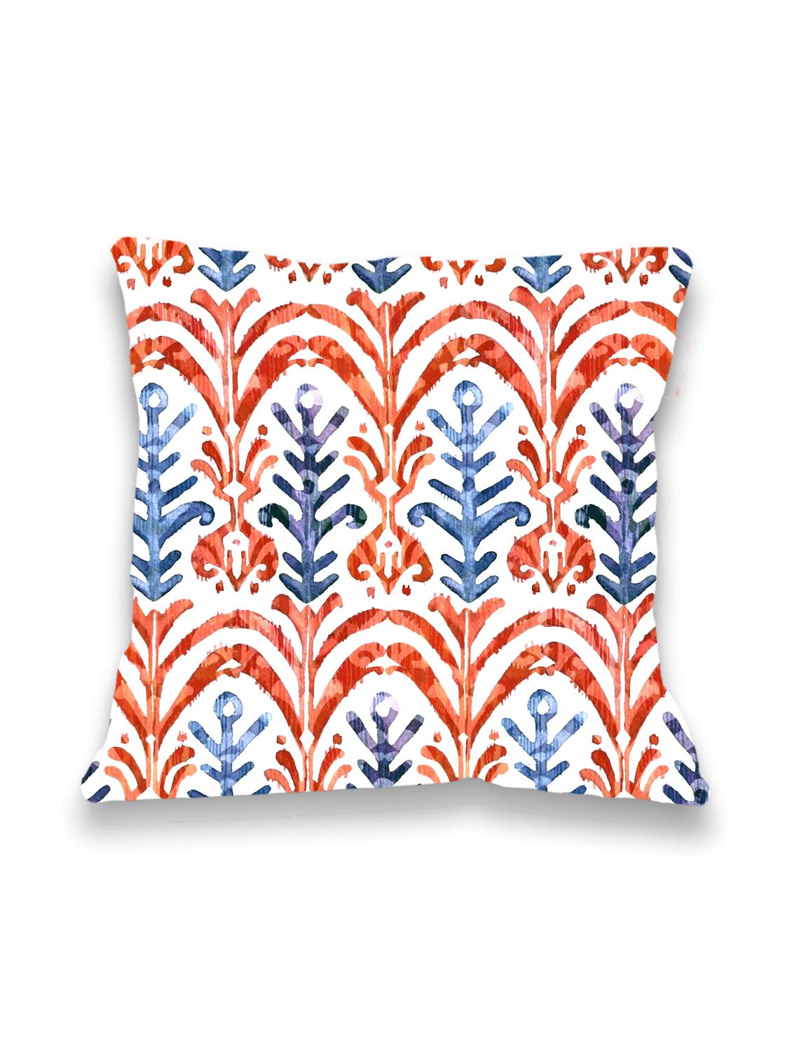 ambbi collections multicolour ikat abstract digital print 100 % satin 16x16 inch cushion cover, set of 1 - 17961951 -  Standard Image - 1