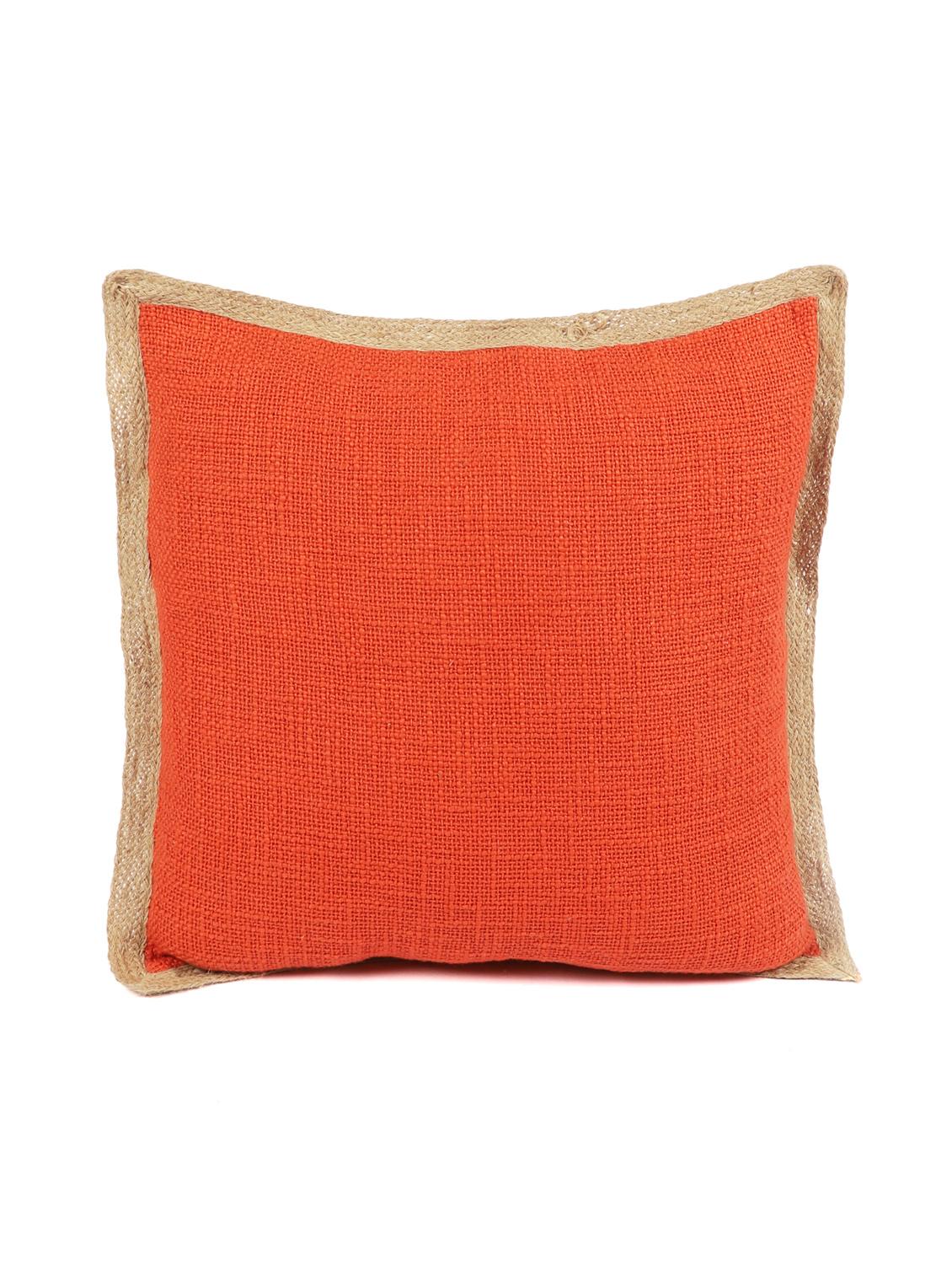 ambbi collections cotton slub cushion cover with jute trime 16x16 inch cushion cover, set of 1 - 17961962 - Standard Image - 1