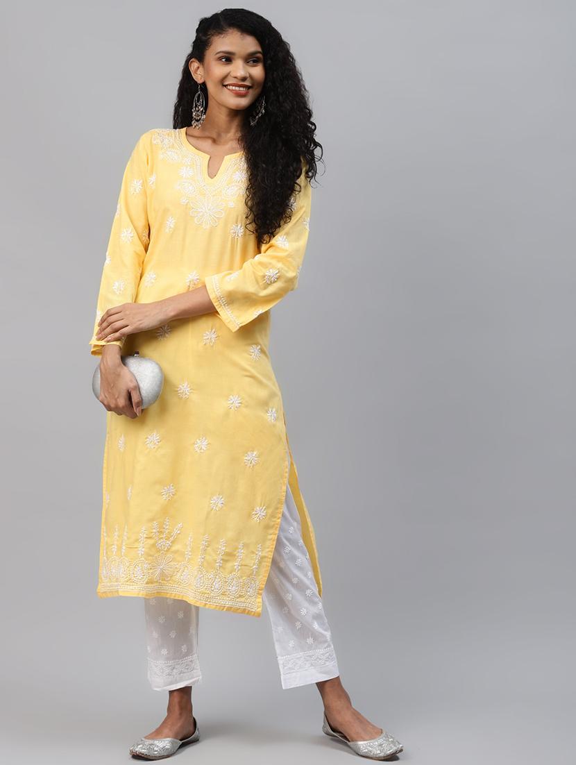 ada hand-embroidered chikankari kurta pant set - 17962081 -  Standard Image - 1