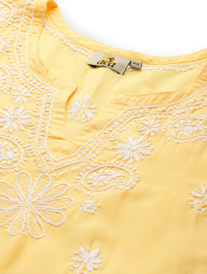 ada hand-embroidered chikankari kurta pant set - 17962081 - Standard Image - 4