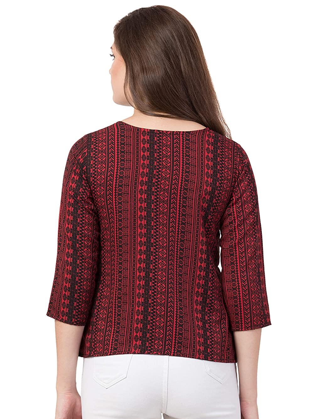 red crepe top - 17962944 - Standard Image - 4