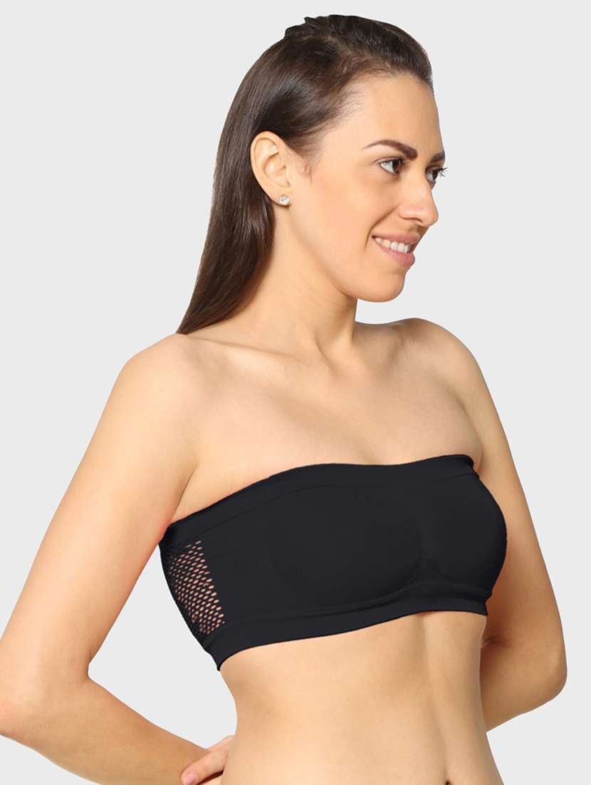 black solid tube bra