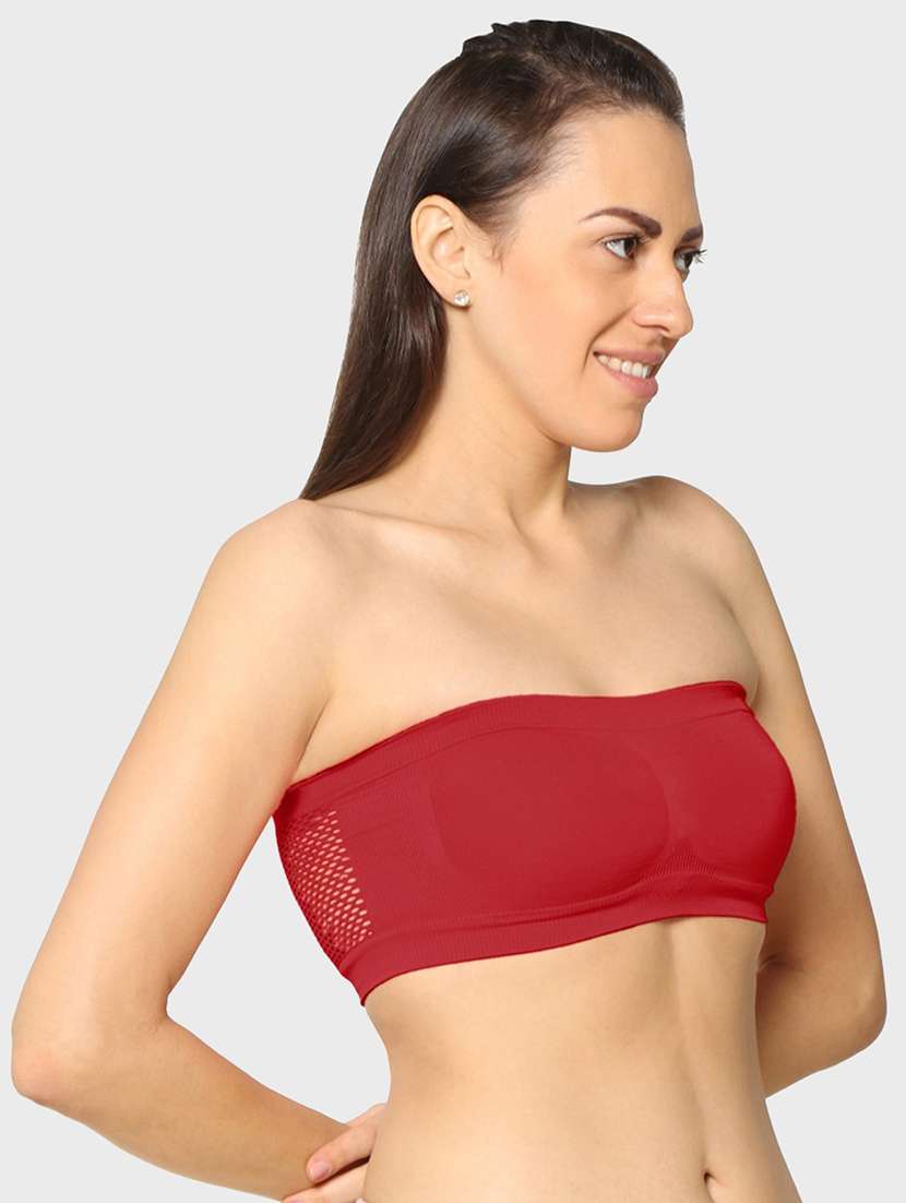 maroon solid tube bra