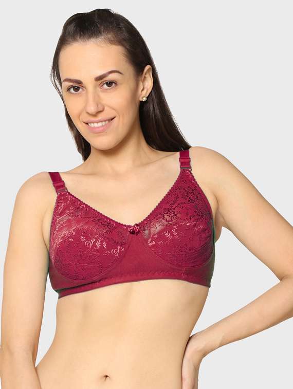 maroon floral regular bra