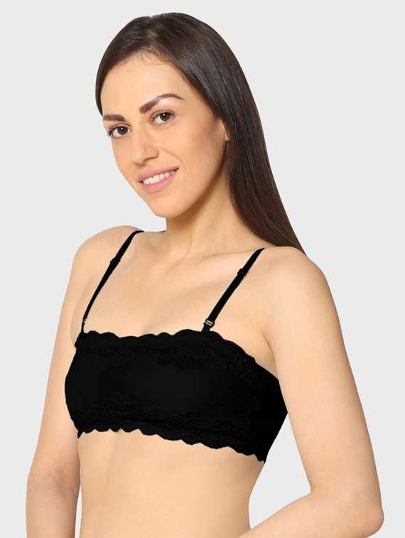 lace detailed solid bra