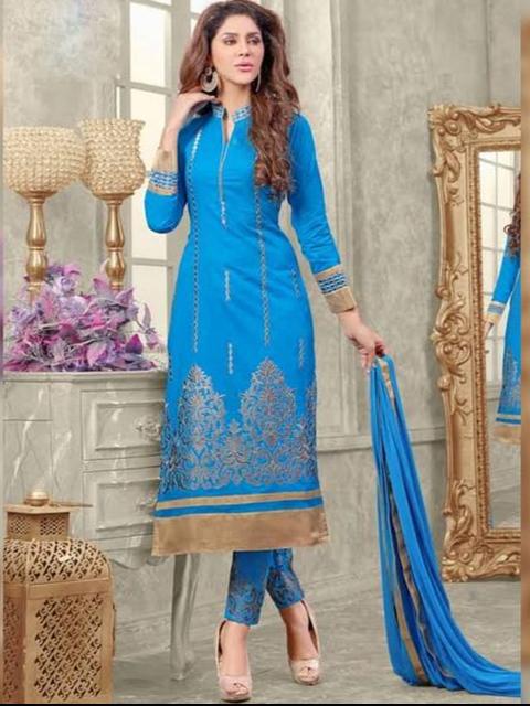 ladies cotton suit blue color flower's - 17964060 - Standard Image - 1