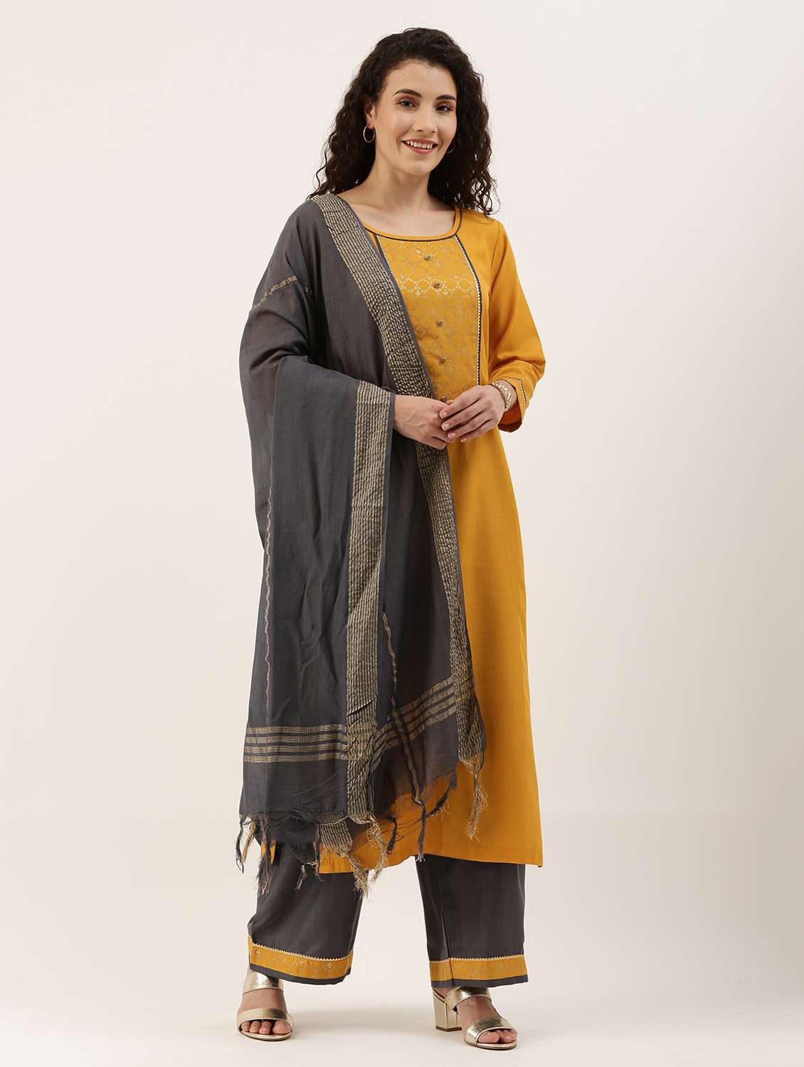 gota patti unstitched suit set