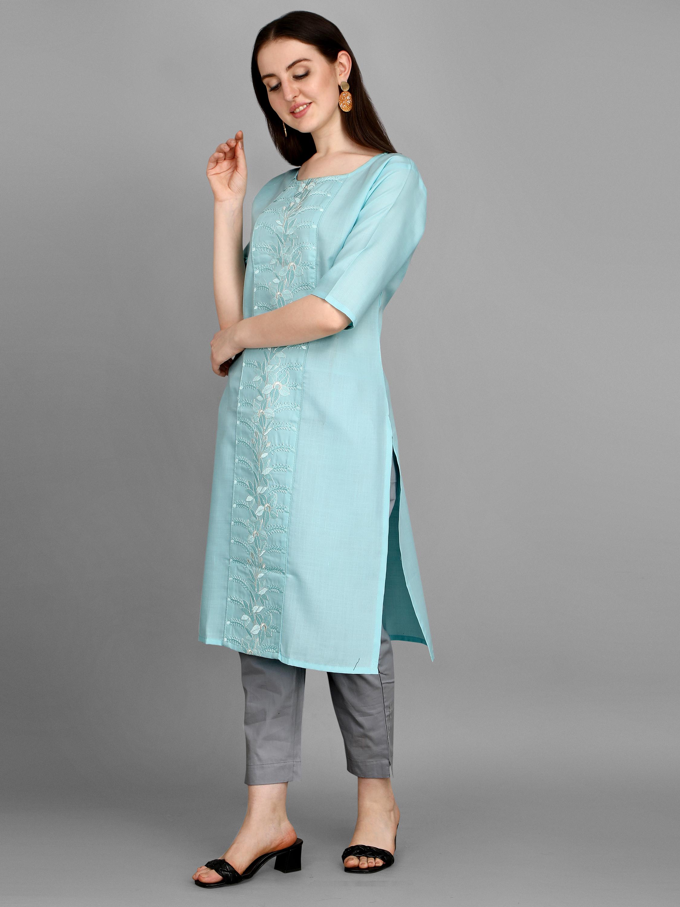 embroidery kurta seagreen - 17965423 -  Standard Image - 1