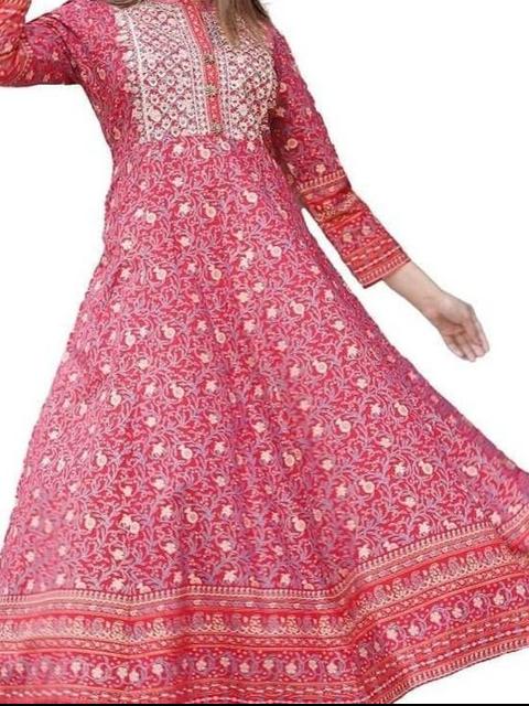 ladies kurti pink color flowers printed - 17965525 - Standard Image - 1