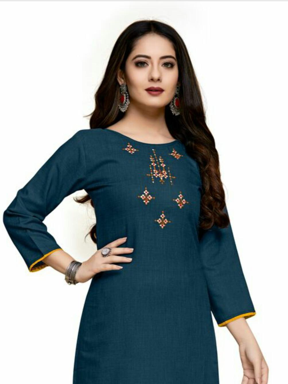 green cotton kurta - 17965553 -  Standard Image - 1