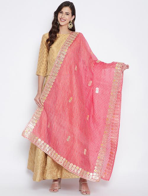 peach cotton blend dupatta - 17965578 - Standard Image - 0