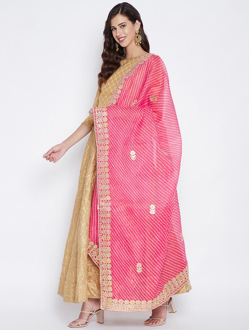 peach cotton blend dupatta - 17965578 - Standard Image - 1