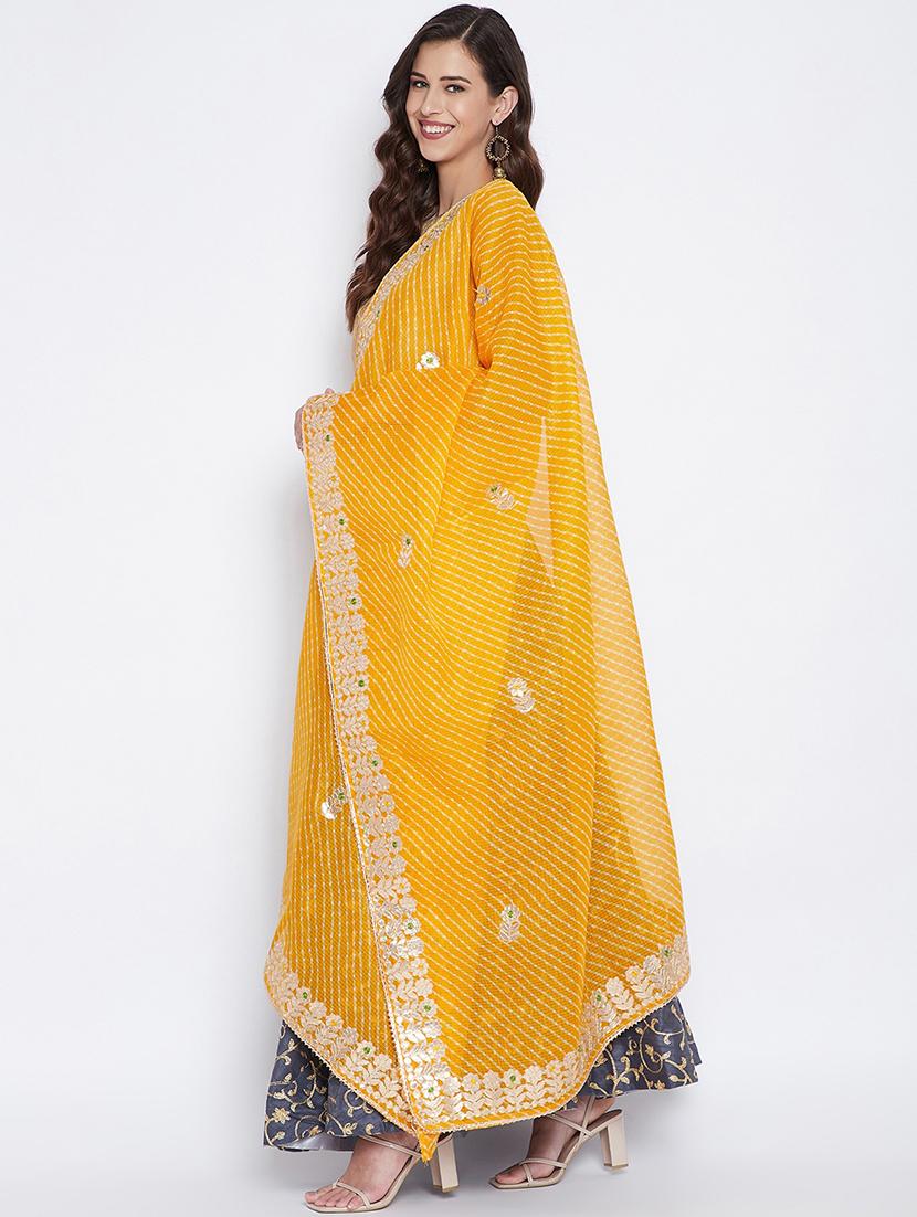 yellow cotton blend dupatta - 17965580 - Standard Image - 1