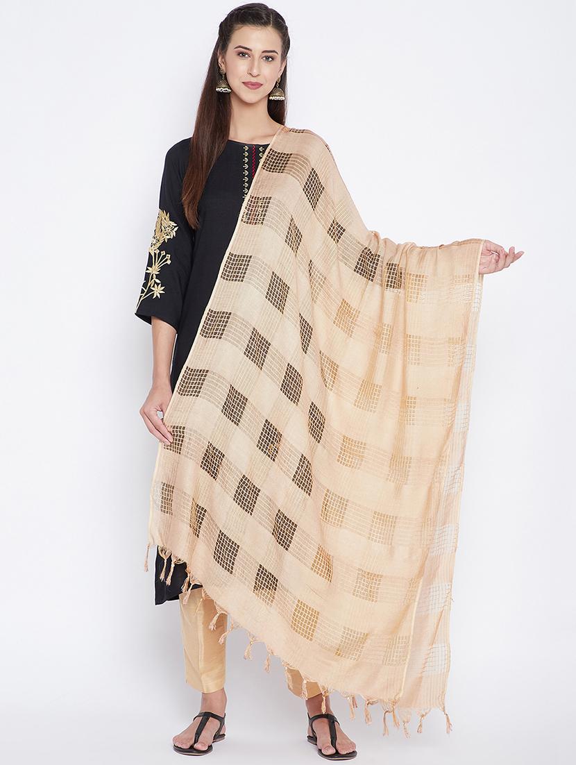 checkered check woven dupatta - 17965610 -  Zoom Image - 0