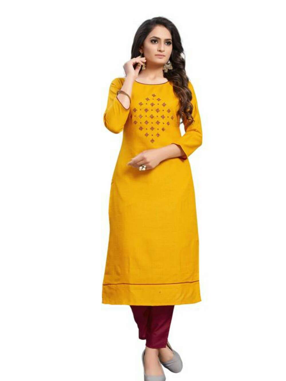 yellow cotton kurta - 17967712 -  Standard Image - 1